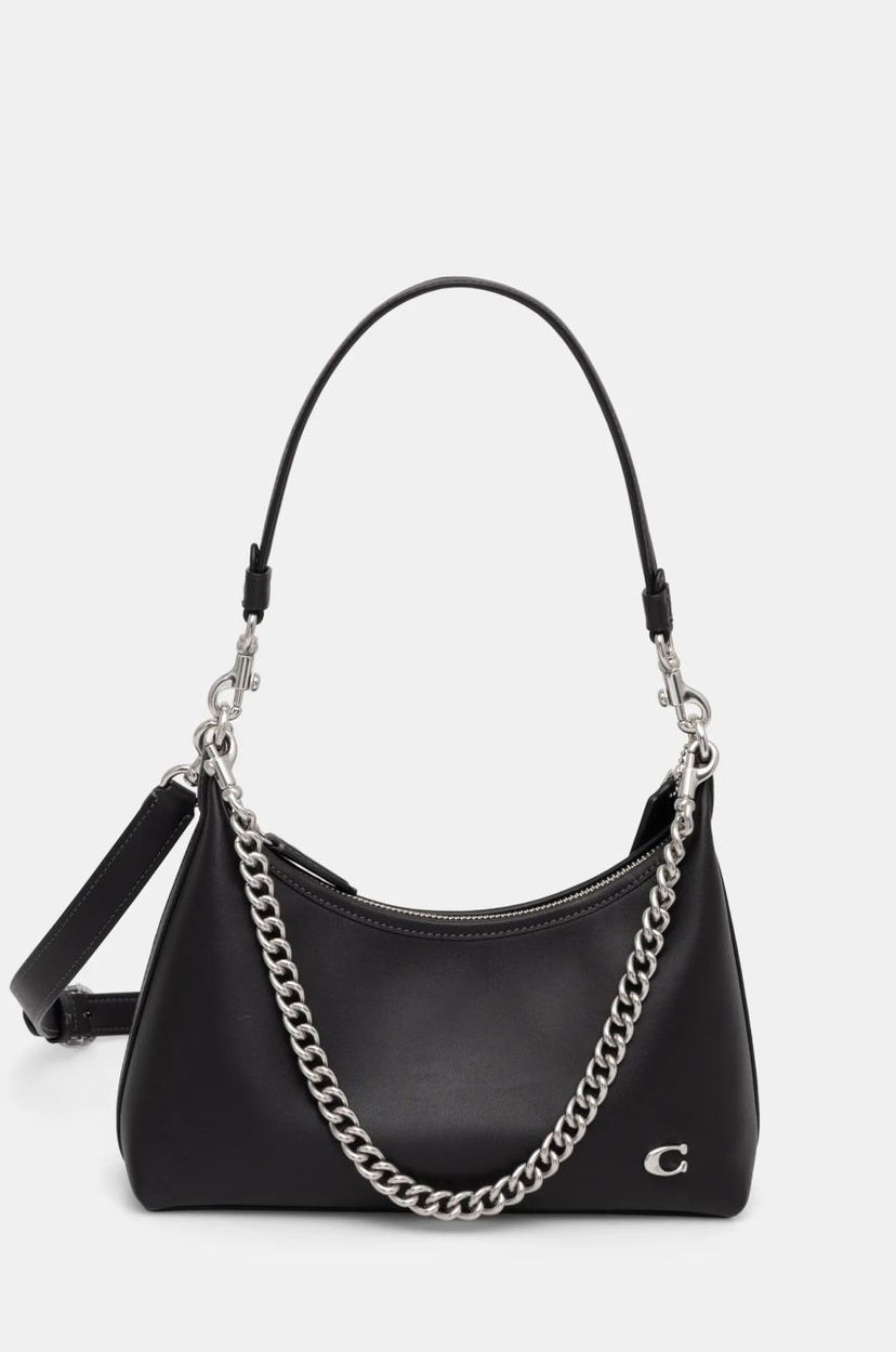 Skuldertaske Coach Leather Shoulder Bag with Chain Strap Sort | CW640