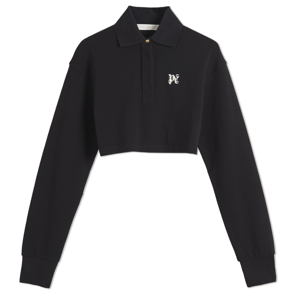 Polo skjorte Palm Angels PA Monogram Cropped Long Sleeve Polo Sort | PWGC010F24FAB0011003, 0