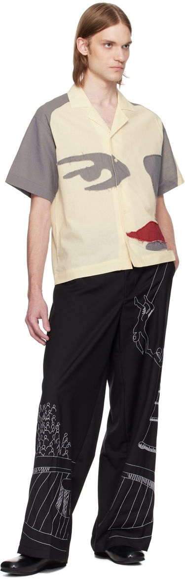 Skjorte KidSuper KidSuper Patchwork Face Linen Camp Shirt Gul | SS25-SST-01, 3