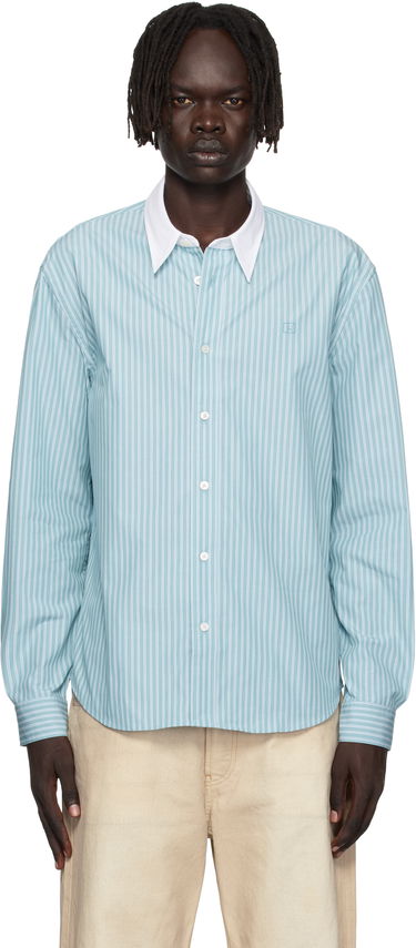 Skjorte Acne Studios Acne Studios Striped Button-Up Shirt Turkis | CB0114-, 0
