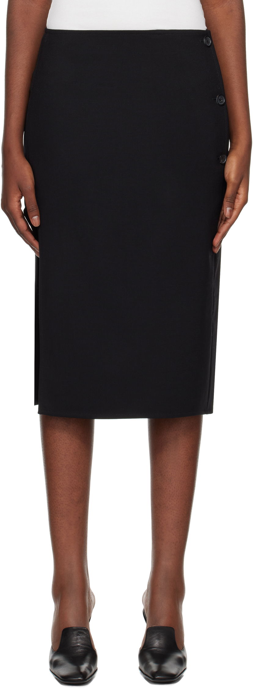 Nederdel Courrèges Oblique Tailored Midi Skirt Sort | 424CJU196WO0113