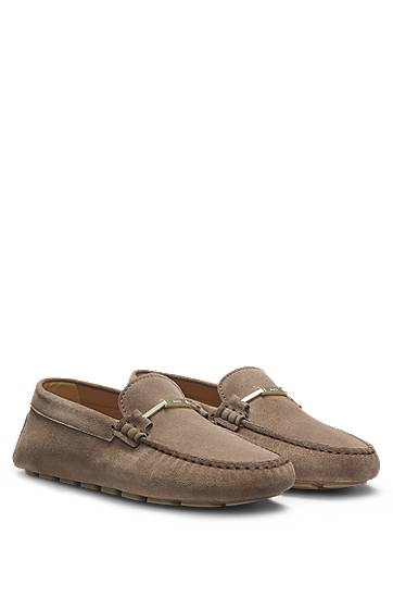 Tøj og tilbehør BOSS Suede Moccasins with Driver Outsole Beige | 50548657, 0