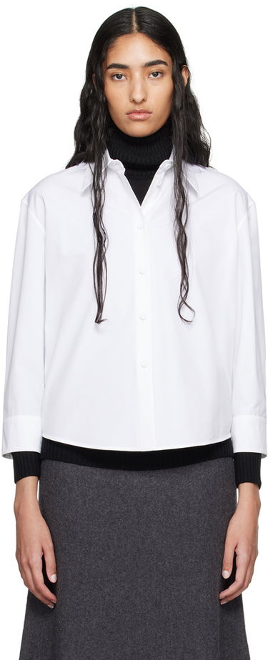 Skjorte Jil Sander Cropped Button-Up Shirt Hvid | J02DL0205_J45002, 0