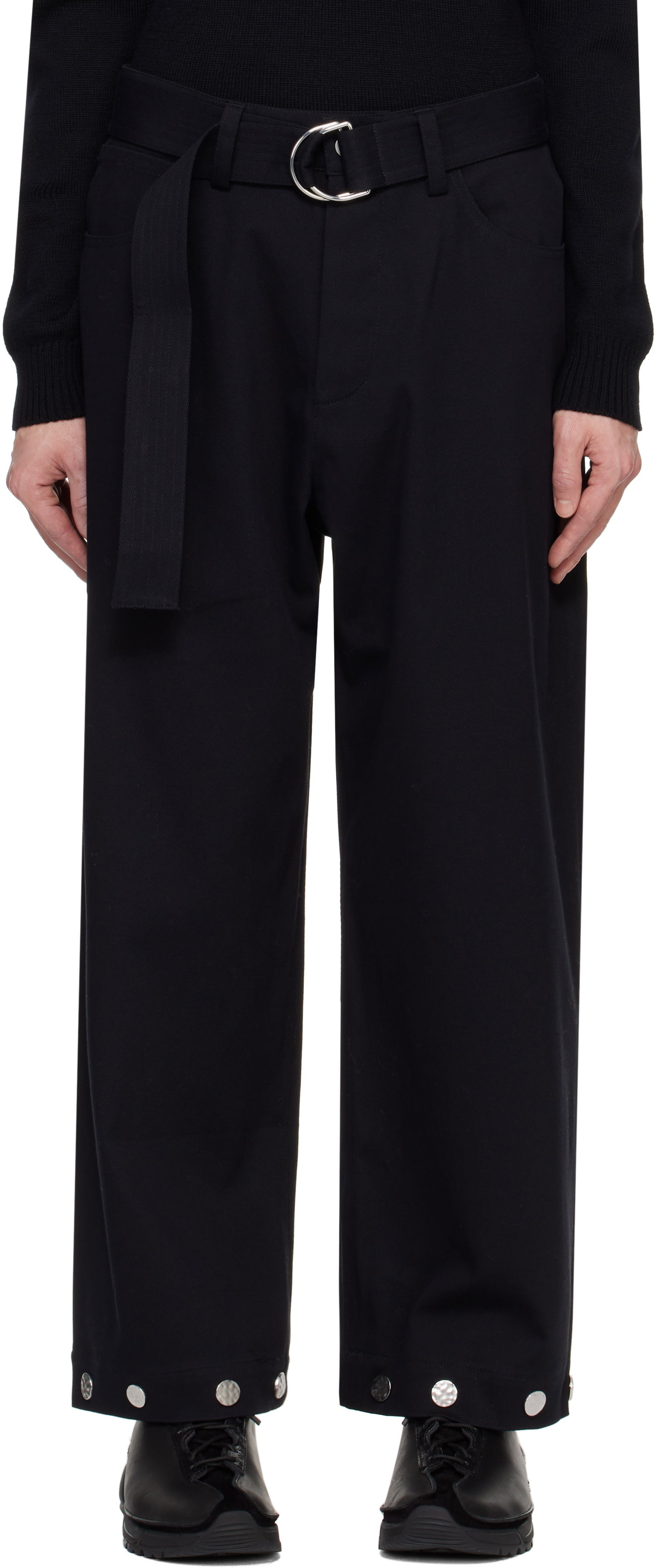 Bukser Nanushka Nanushka Dallin Wide-Leg Trousers with D-Ring Belt Sort | NM24FWPA03758, 0