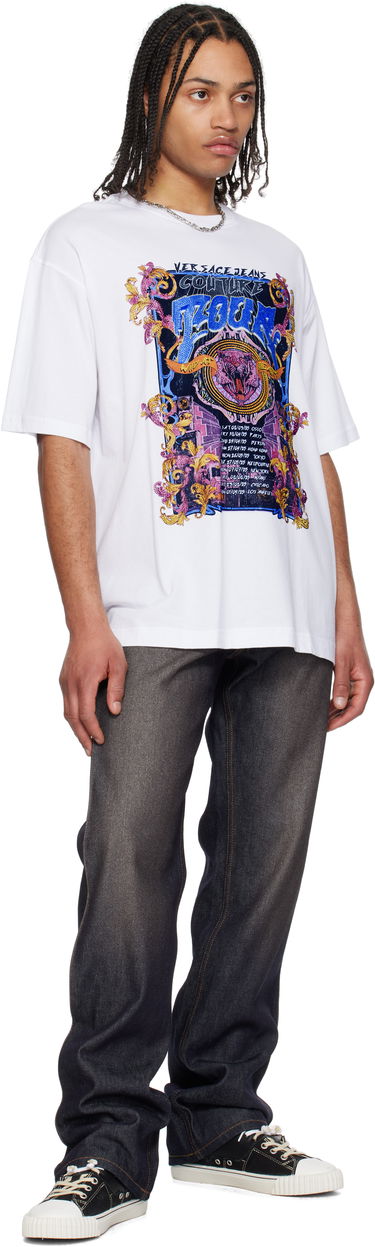 T-shirt Versace Versace Jeans Couture Logo Tour Graphic T-Shirt Hvid | E78GAHC03_ECJ01C, 3