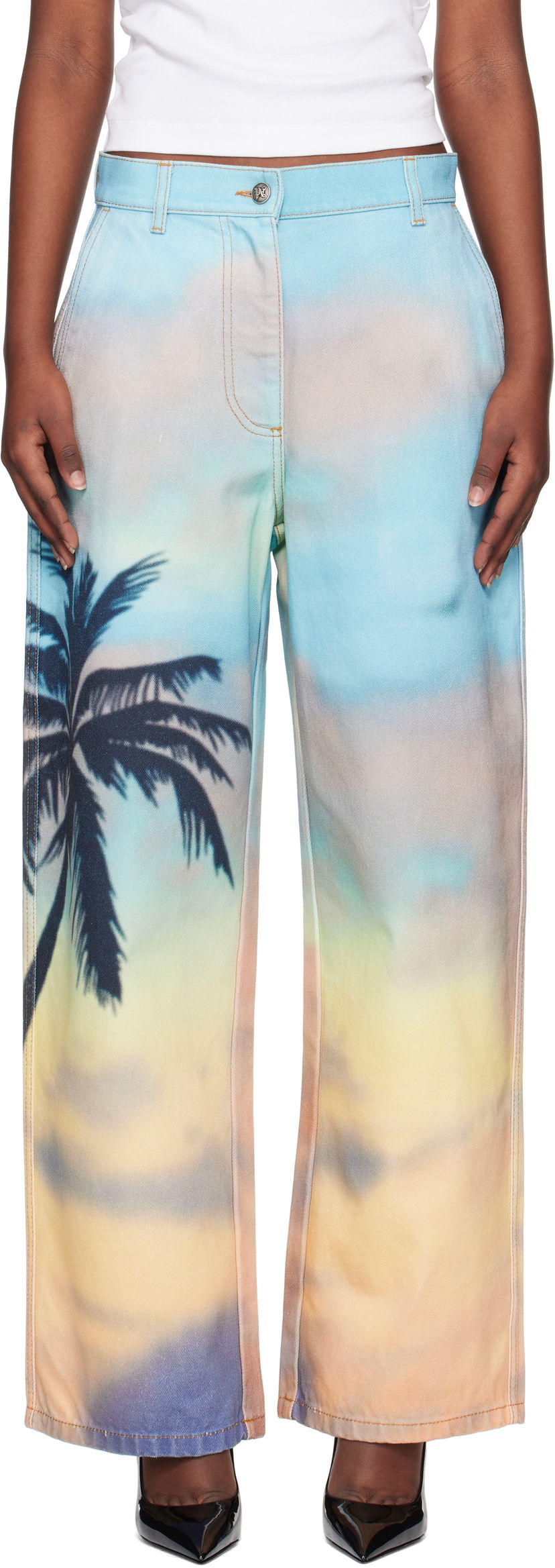 Jeans Palm Angels Palm Angels Sunrise Palm Baggy Jeans Flerfarvet | PWYB040S25DEN0018410