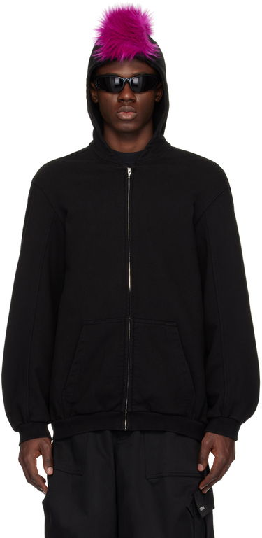 Sweatshirt We11done We11done Zip-Up Faux-Fur Hoodie Sort | WD-TJ1-24-884-U-BK, 0