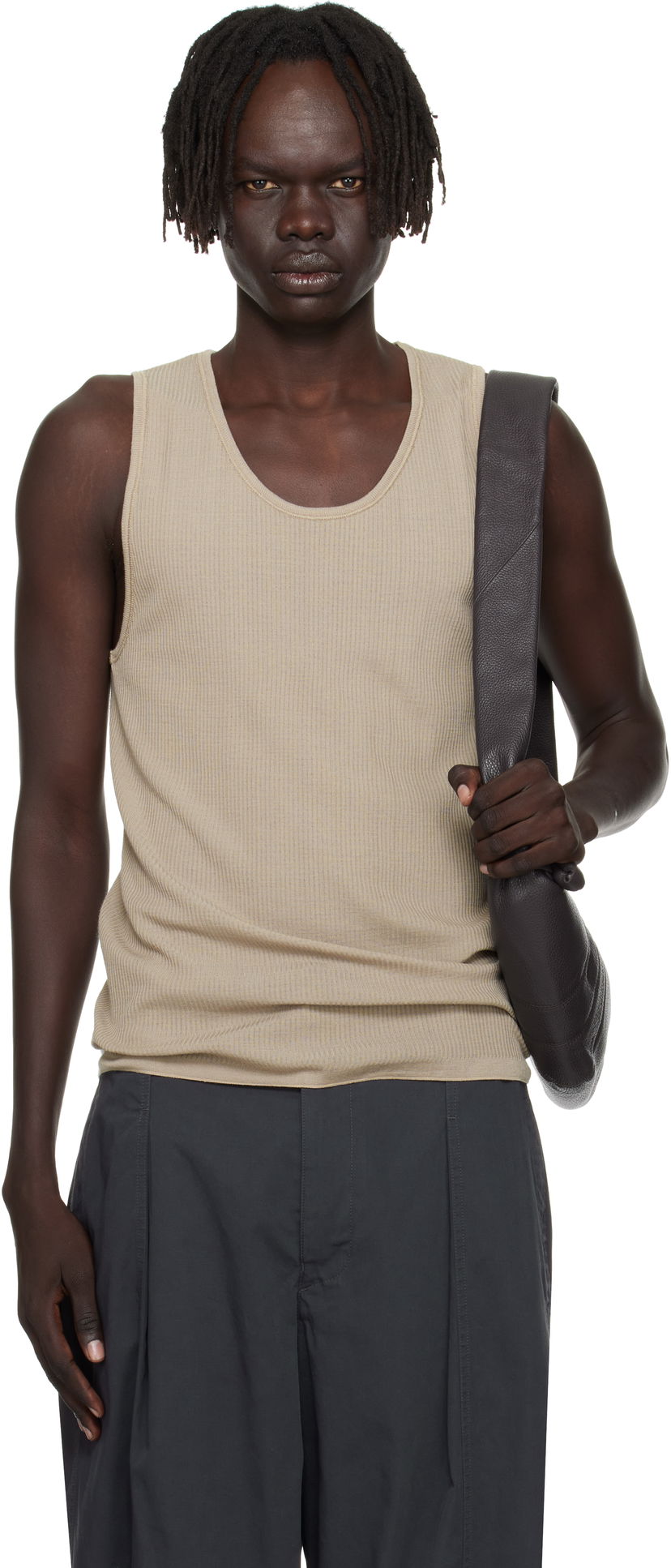 Tanktop LEMAIRE Lemaire Debardeur Ribbed Tank Top Beige | TO1465 LK1032