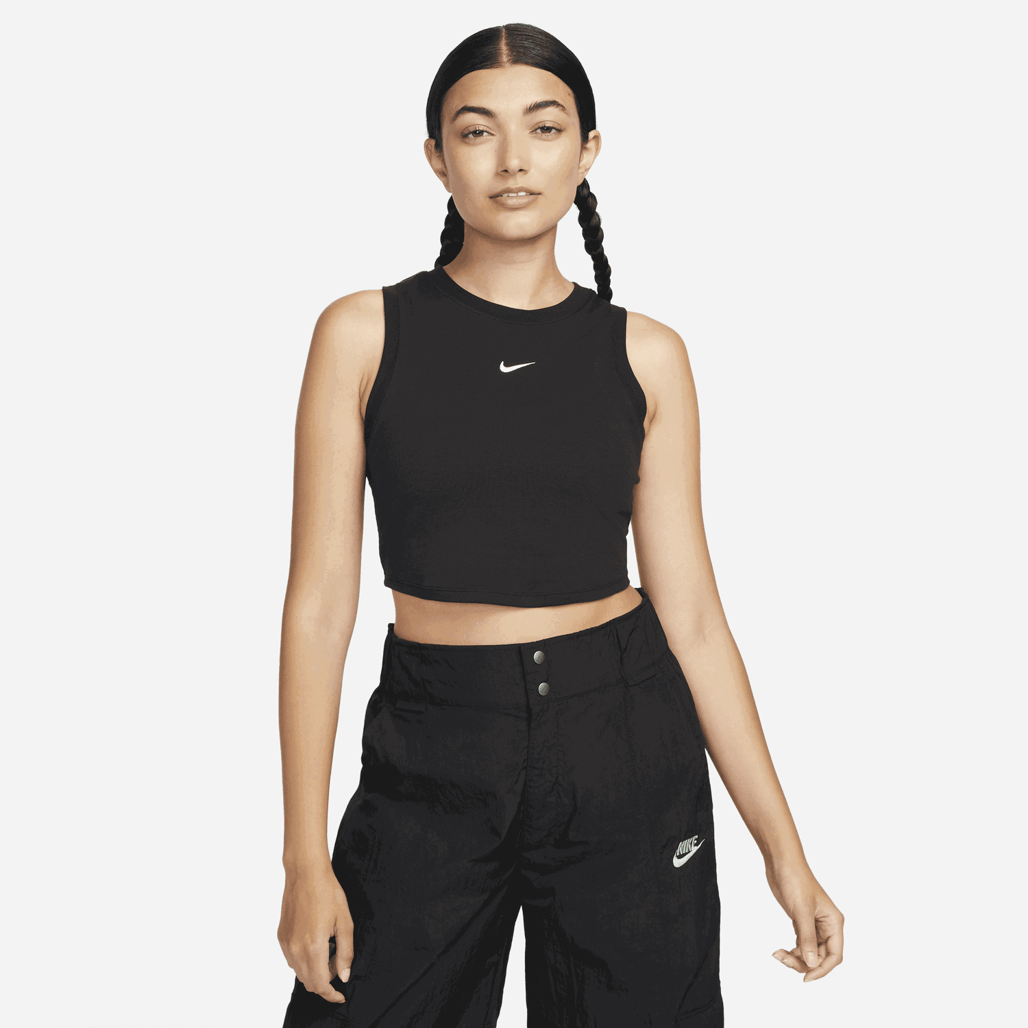 Tanktop Nike WMNS ESSENTIALS RIBBED CROPPED Sort | FB8279-010, 1