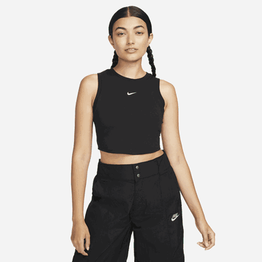 Tanktop Nike WMNS ESSENTIALS RIBBED CROPPED Sort | FB8279-010, 1