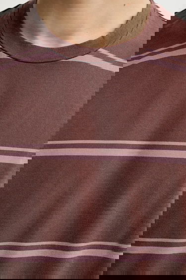 T-shirt Samsoe Samsoe SAHAKEEM Oversized Striped Short Sleeve T-Shirt Brun | M25200026, 4