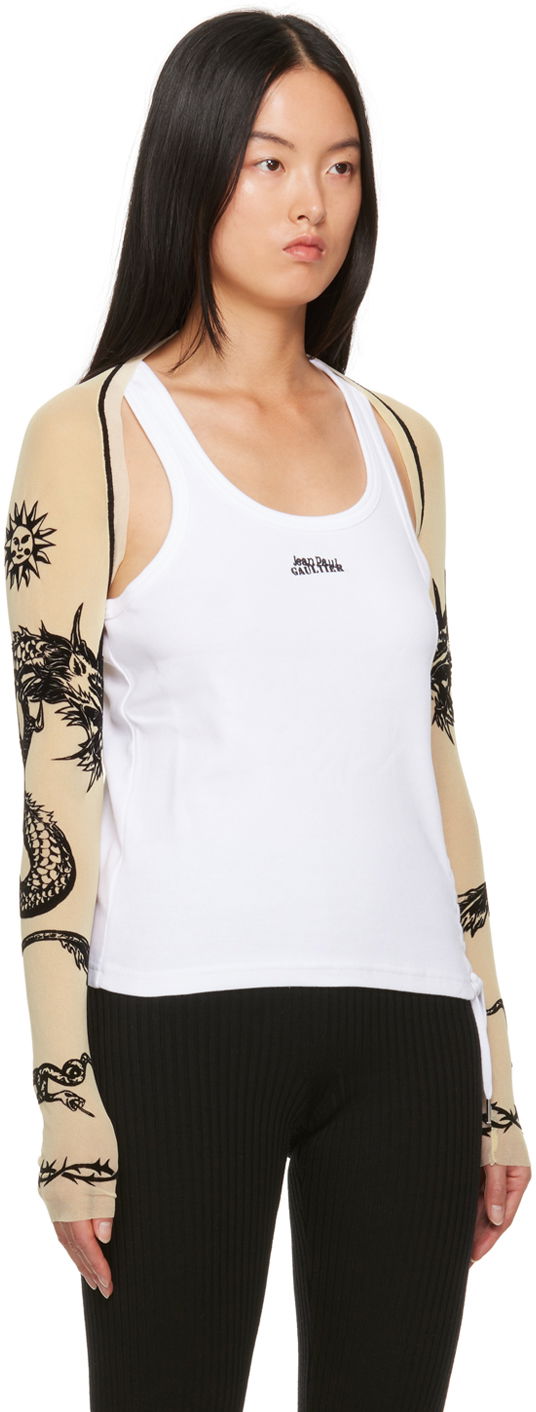 T-shirt Jean Paul Gaultier Off-White 'Safe Sex' Cardigan Beige | 23/15-F-TO120I-T001-63, 1