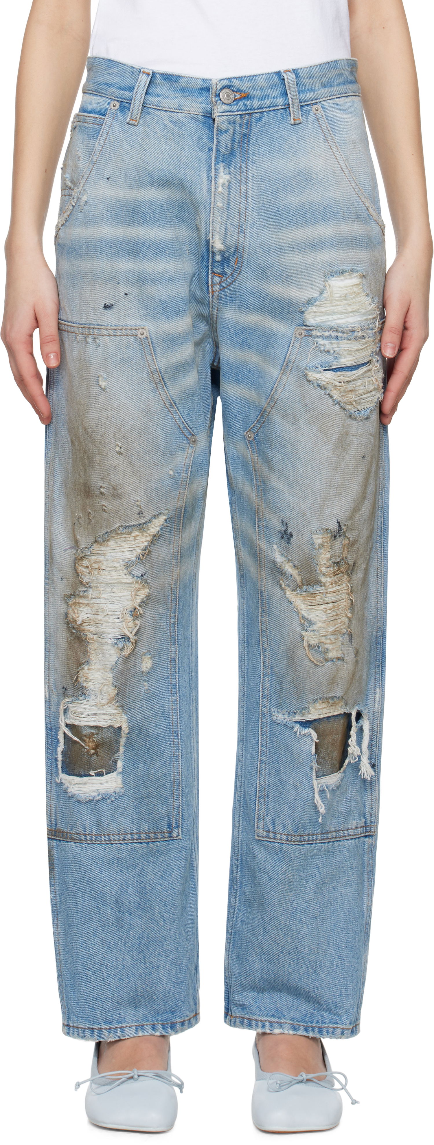 Jeans Maison Margiela MM6 Maison Margiela 5-Pocket Distressed Jeans Blå | S62LB0183 M30018, 0