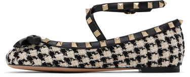 Skopleje Valentino Valentino Garavani Rockstud Tweed Ballerina Flats with Bow Detail Flerfarvet | 6W2S0HB6MTB, 2