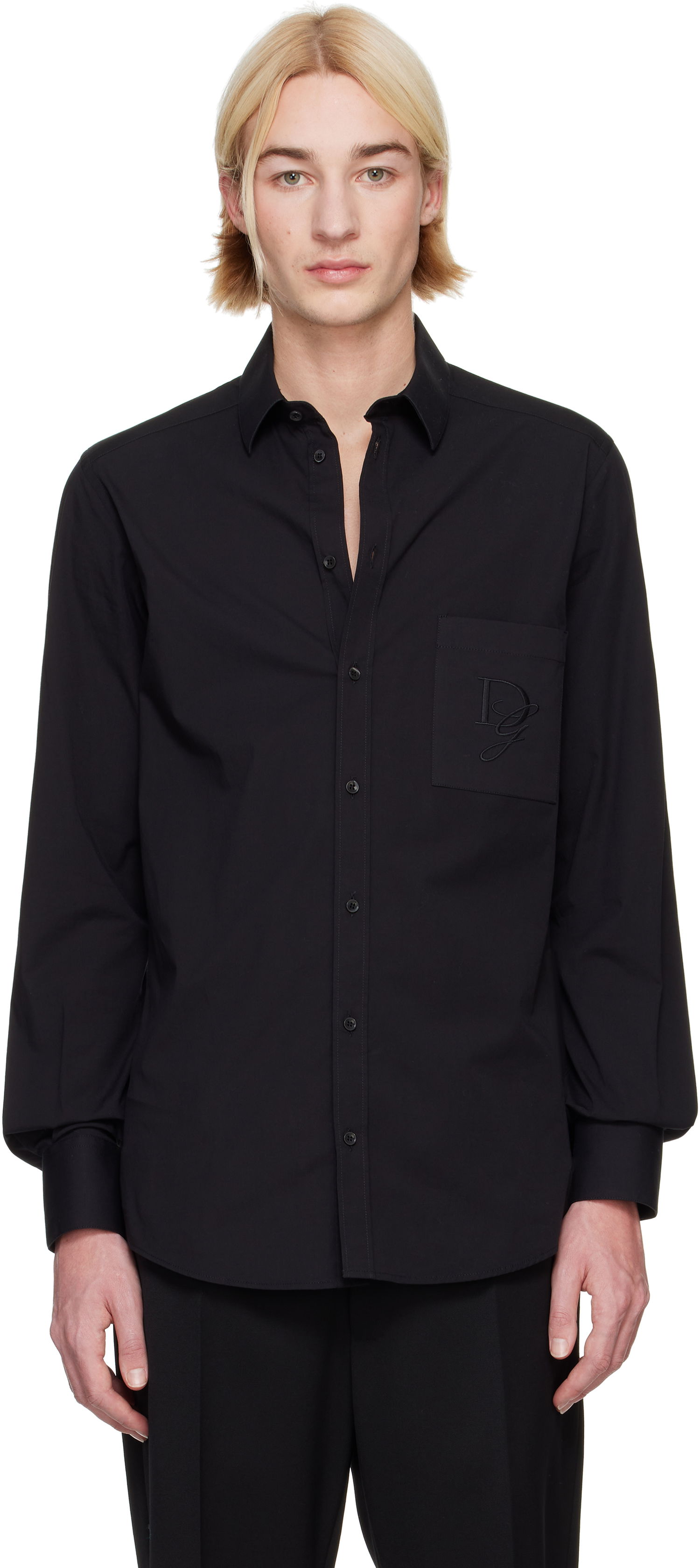 Skjorte Dolce & Gabbana Dolce&Gabbana Shirt With Logo Patch Sort | G5ML0ZFU5EW, 0
