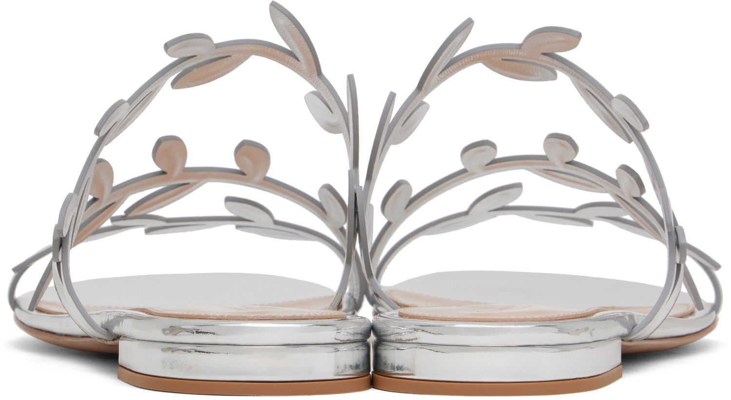 Sneakers og sko Gianvito Rossi Flavia 05 Leaf Detail Slide Sandals Metalisk | G15680-05RIC-MET, 1