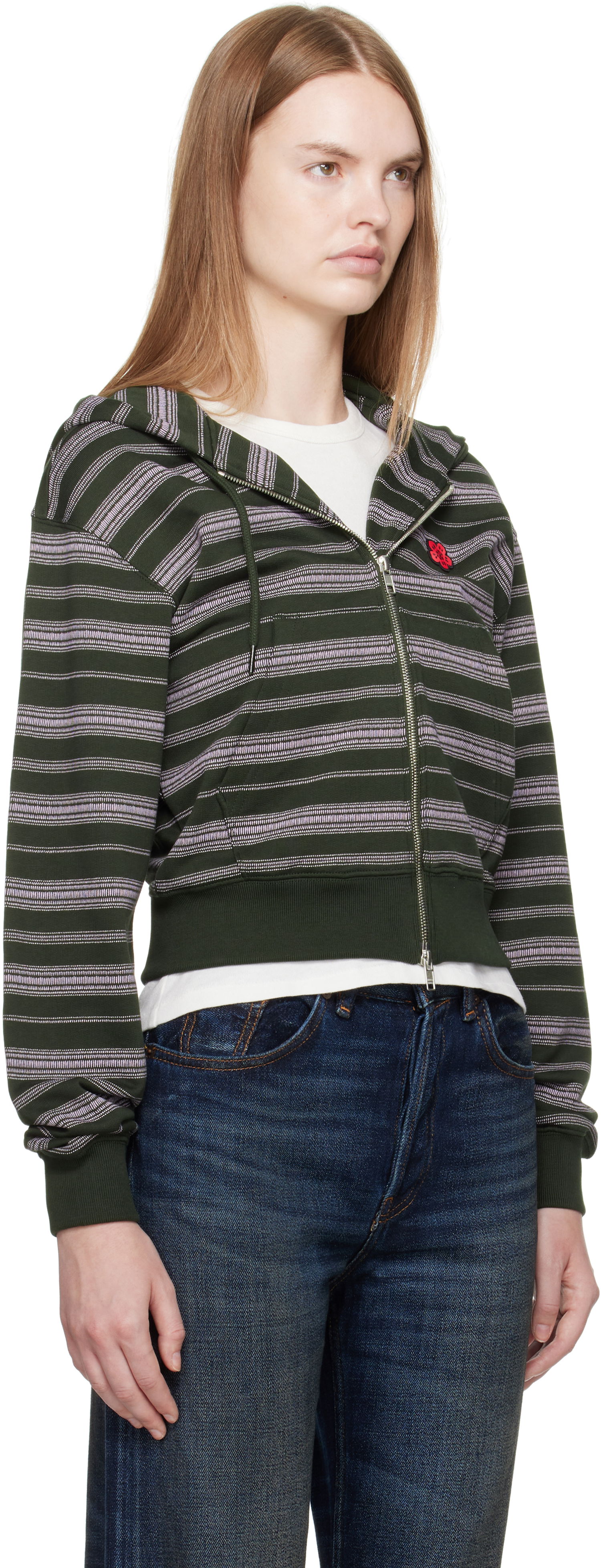 Sweatshirt KENZO Kenzo Paris 'Boke Flower' Striped Cropped Hoodie Grøn | FF62HO1504MS, 1