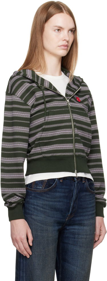 Sweatshirt KENZO Kenzo Paris 'Boke Flower' Striped Cropped Hoodie Grøn | FF62HO1504MS, 1