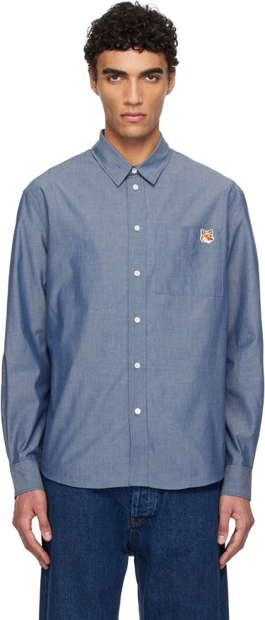 Skjorte MAISON KITSUNÉ Maison Kitsuné Fox Head Casual Shirt Blå | OM00432WC5043, 0