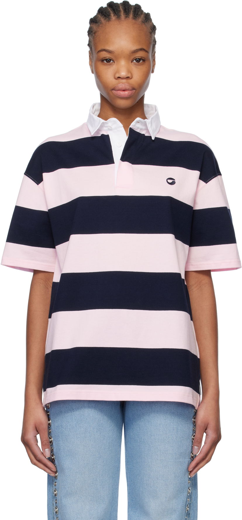 Polo skjorte Coperni Coperni Striped Rugby Polo Lyserød | COPJS117F5026