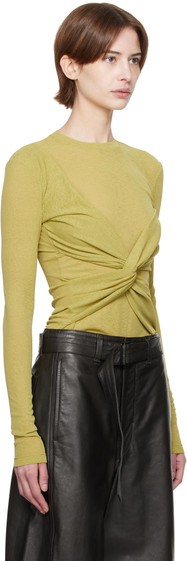 Crop top Nanushka Nanushka Izolda Draped Mesh Jersey T-Shirt Grøn | NW25RSTP15564, 1