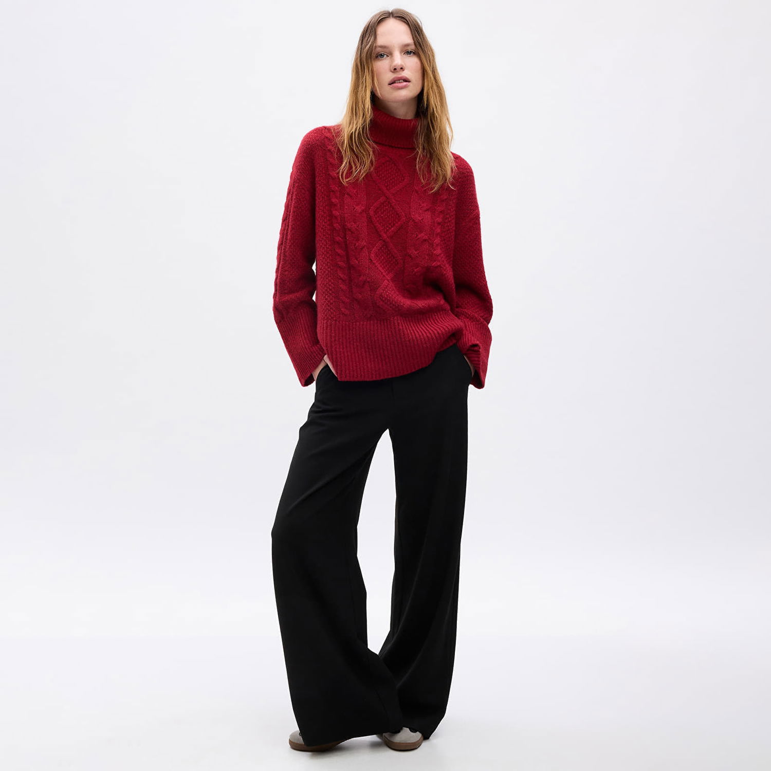 Sweater GAP Sweater Tneck Cable Sled XXS Rød | 815134-01, 0