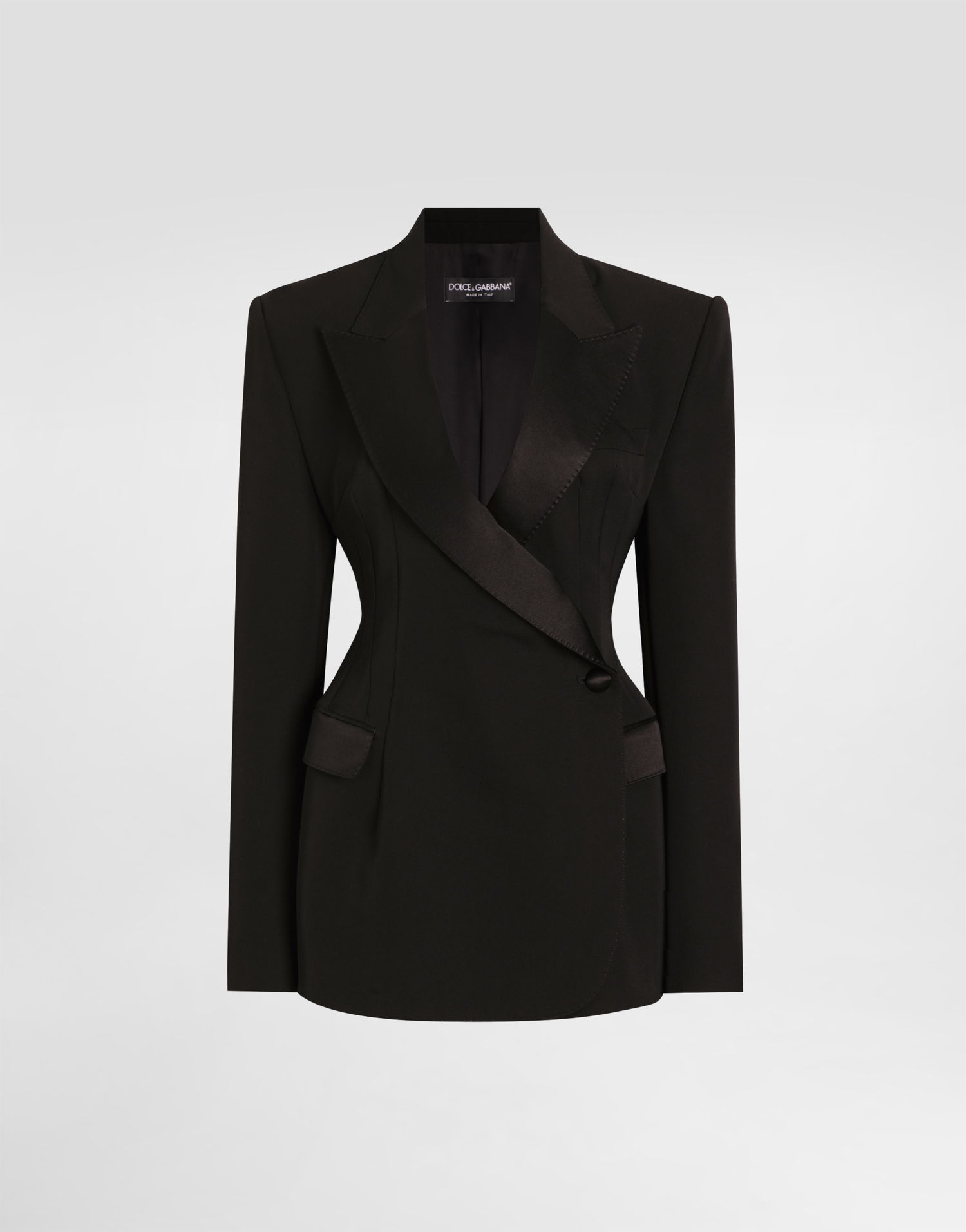 Jakke Dolce & Gabbana Dolce & Gabbana Double-breasted Wool Gabardine Tuxedo Jacket Sort | F297FTFU21EN0000, 0