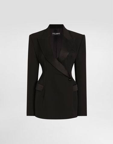 Jakke Dolce & Gabbana Dolce & Gabbana Double-breasted Wool Gabardine Tuxedo Jacket Sort | F297FTFU21EN0000, 0
