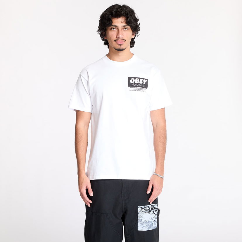 T-shirt OBEY Records T-Shirt White Hvid | 165263981-WHT