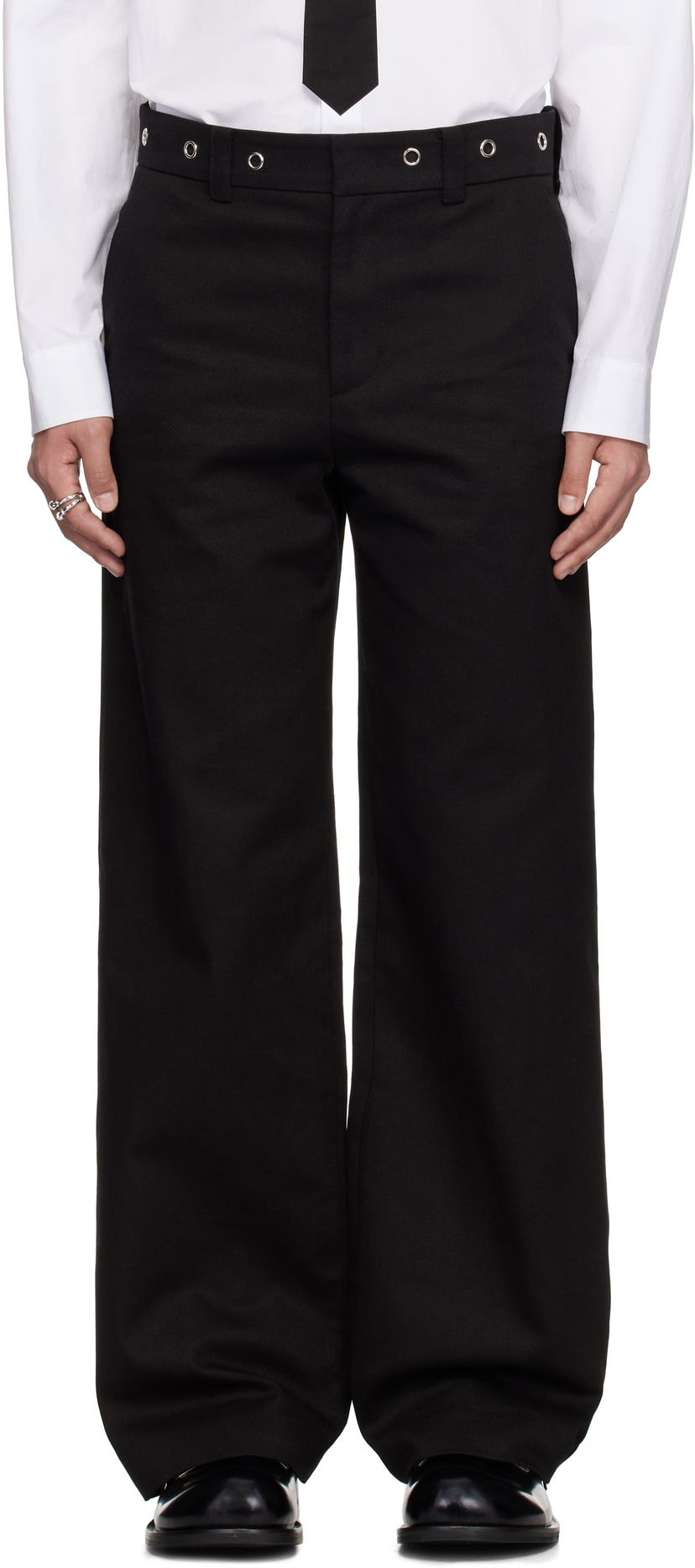 Bukser We11done We11done Eyelet Detailed Trousers Sort | WD-PT0-25-269-M-BK