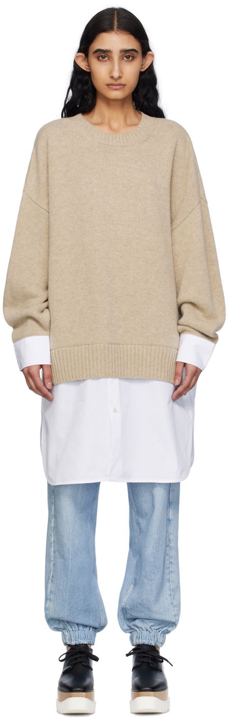 Sweater Stella McCartney Stella McCartney Women's Shirting Detail Knit Sweater Beige | 6K08363S2515, 0