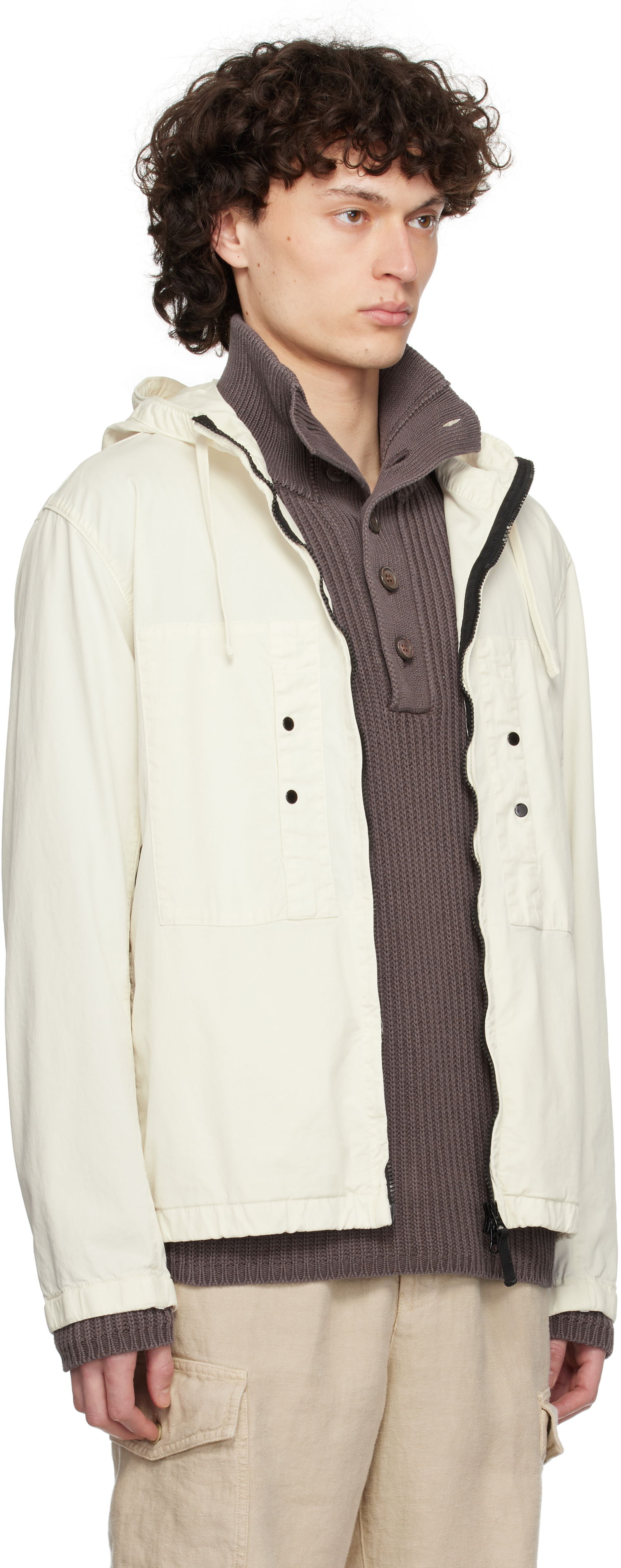 Vindjakke Stone Island Stone Island Supima Cotton Twill Stretch-TC Jacket Hvid | K1S15 4100091 S0010, 1