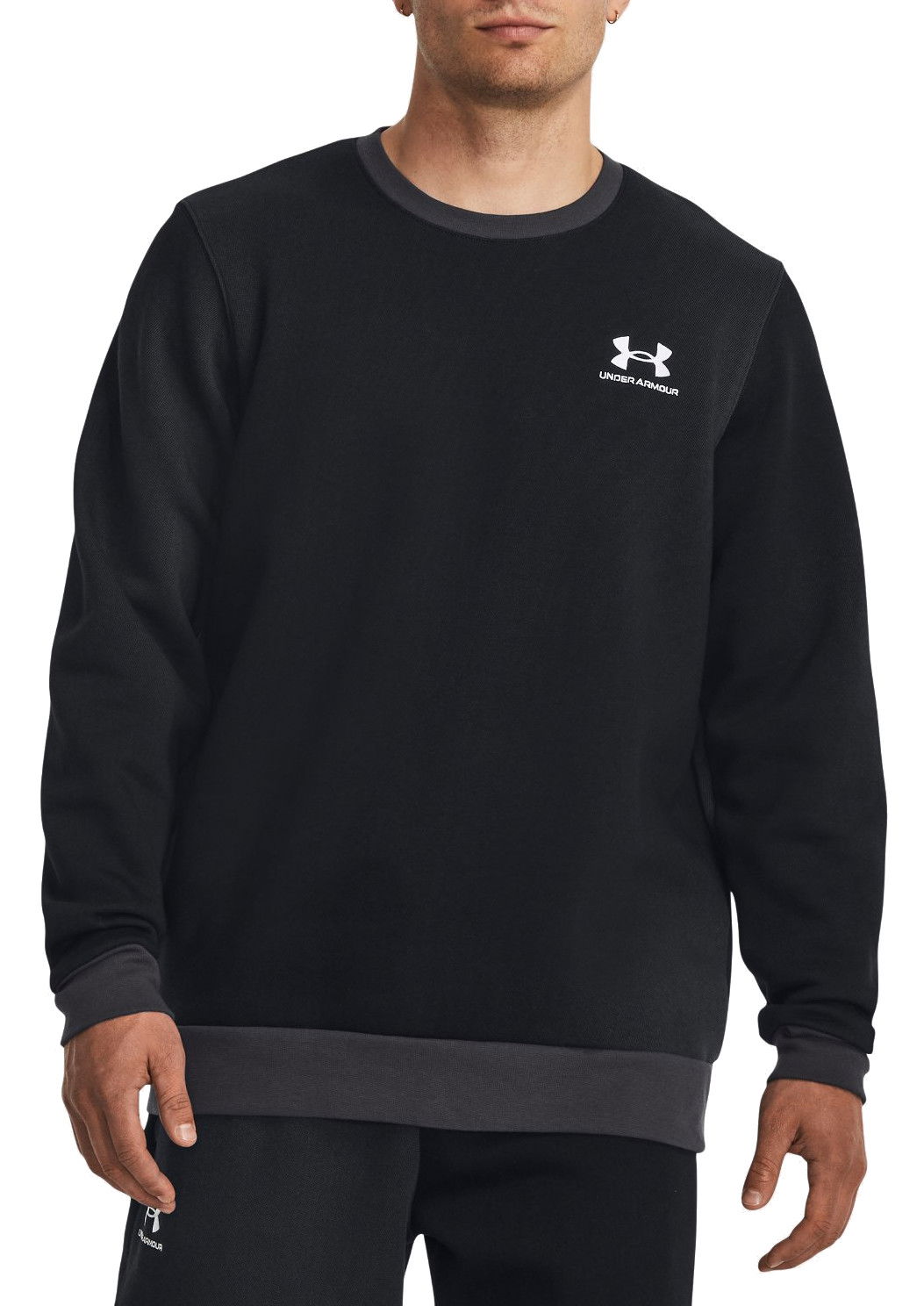 Sweatshirt Under Armour Essential Fleece Crewneck Sort | 1381213-001, 0