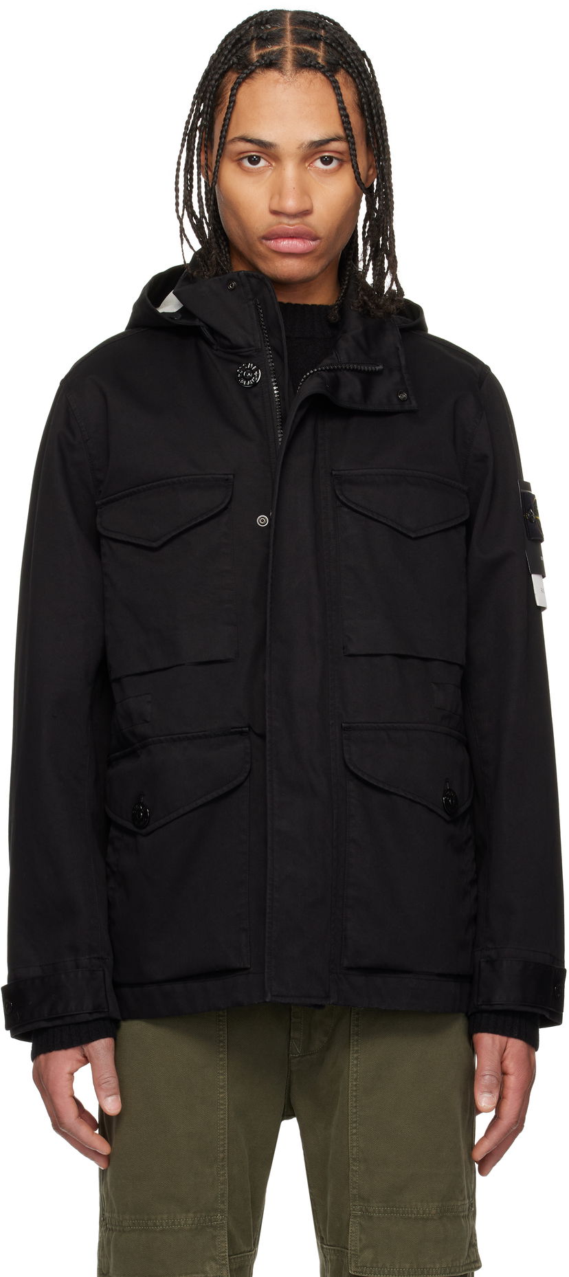 Parka Stone Island Stone Island Field Raso Gommato 3L Jacket Sort | K1S15 4100064 S0034