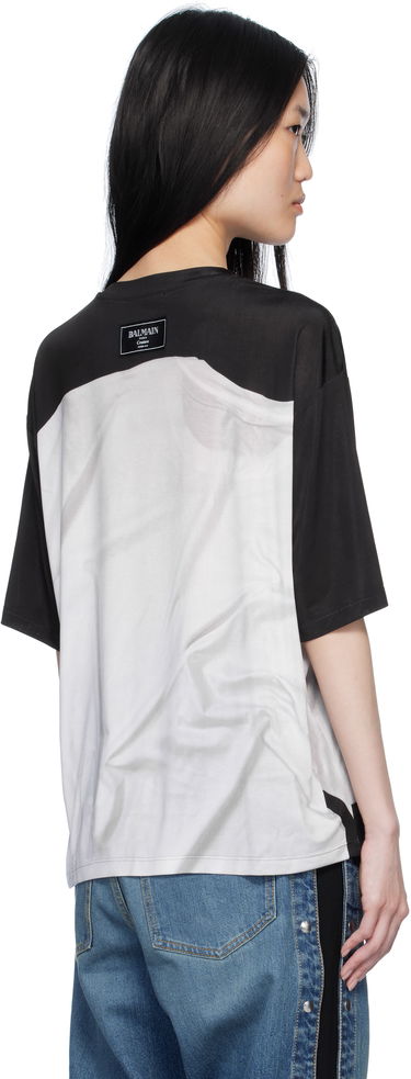 T-shirt Balmain Loose Fit Optical Illusion Print T-Shirt Sort | EF1EG110GE37, 2
