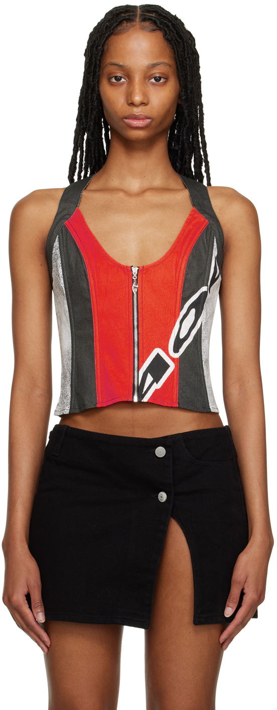 Tanktop Miaou Miaou Valda Graphic Print Corset Top Rød | 4014TKROM