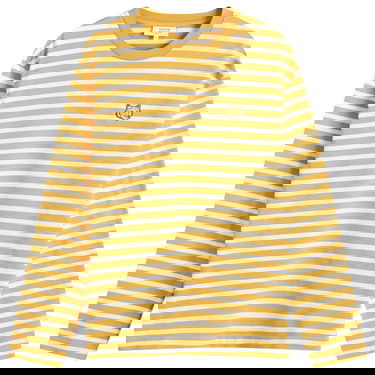 T-shirt MAISON KITSUNÉ Maison Kitsuné Fox Head Marin Long Sleeve T-Shirt, Size Large Gul | NM00106KJ0044-B762, 0