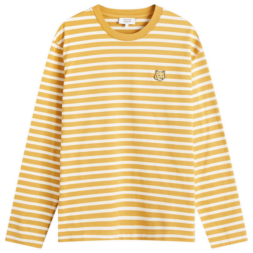 T-shirt MAISON KITSUNÉ Maison Kitsuné Fox Head Marin Long Sleeve T-Shirt, Size Large Gul | NM00106KJ0044-B762