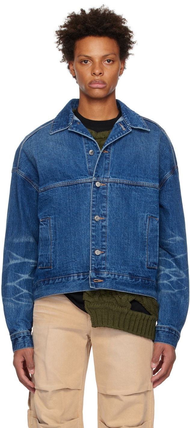 Jakke We11done We11done Printed Denim Jacket Blå | WD-DJ3-22-376-U-BL, 0