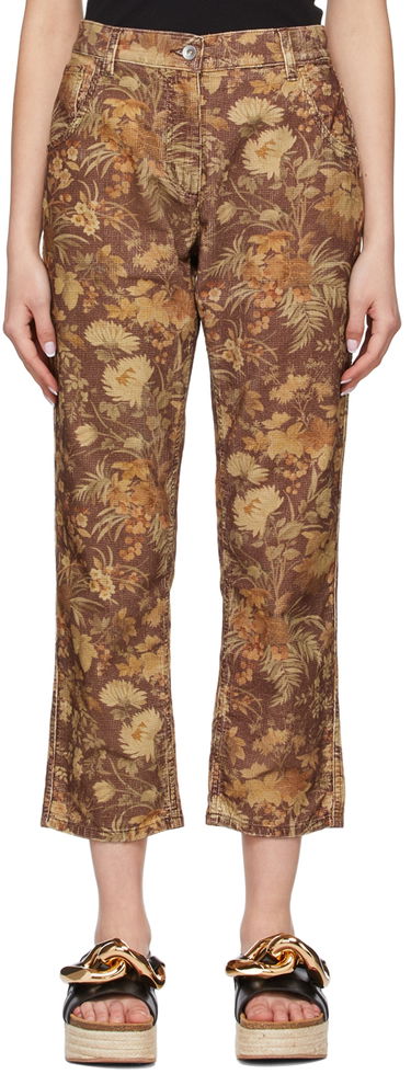 Bukser YMC YMC Floral Print Straight-Leg Jeans Brun | Q4SAQ, 0