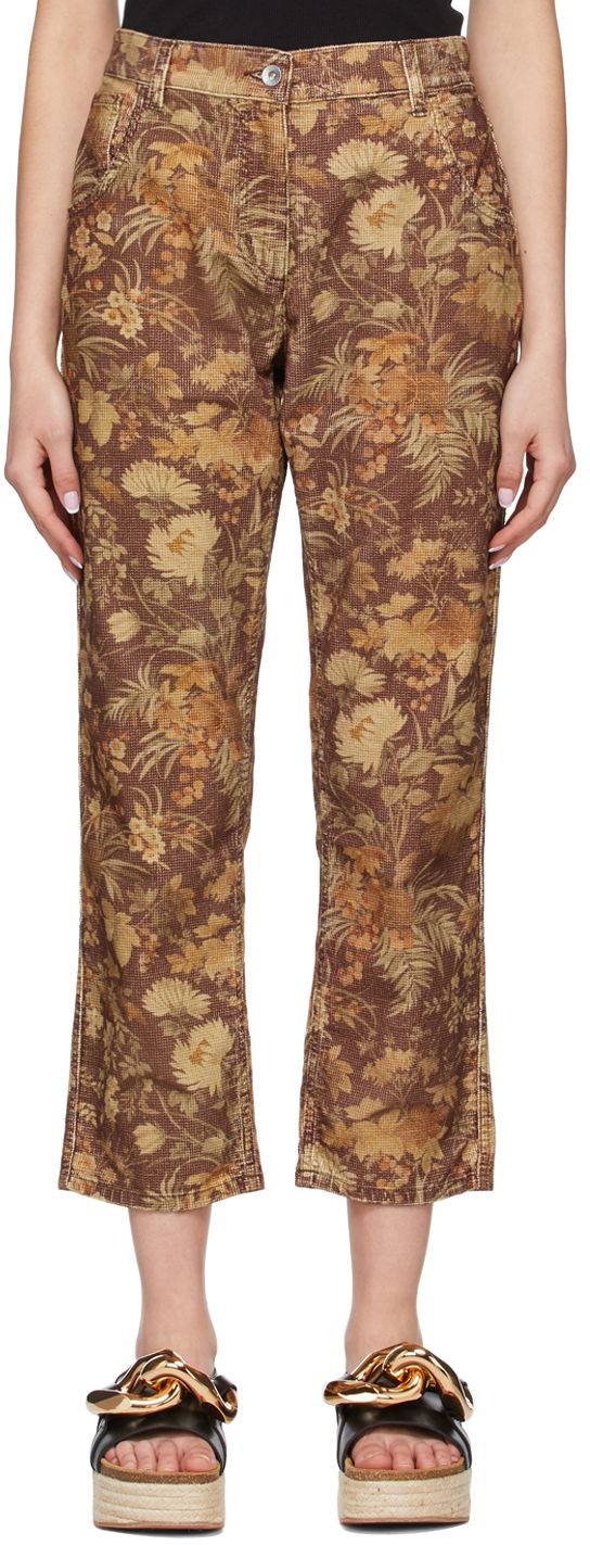 Bukser YMC YMC Floral Print Straight-Leg Jeans Brun | Q4SAQ