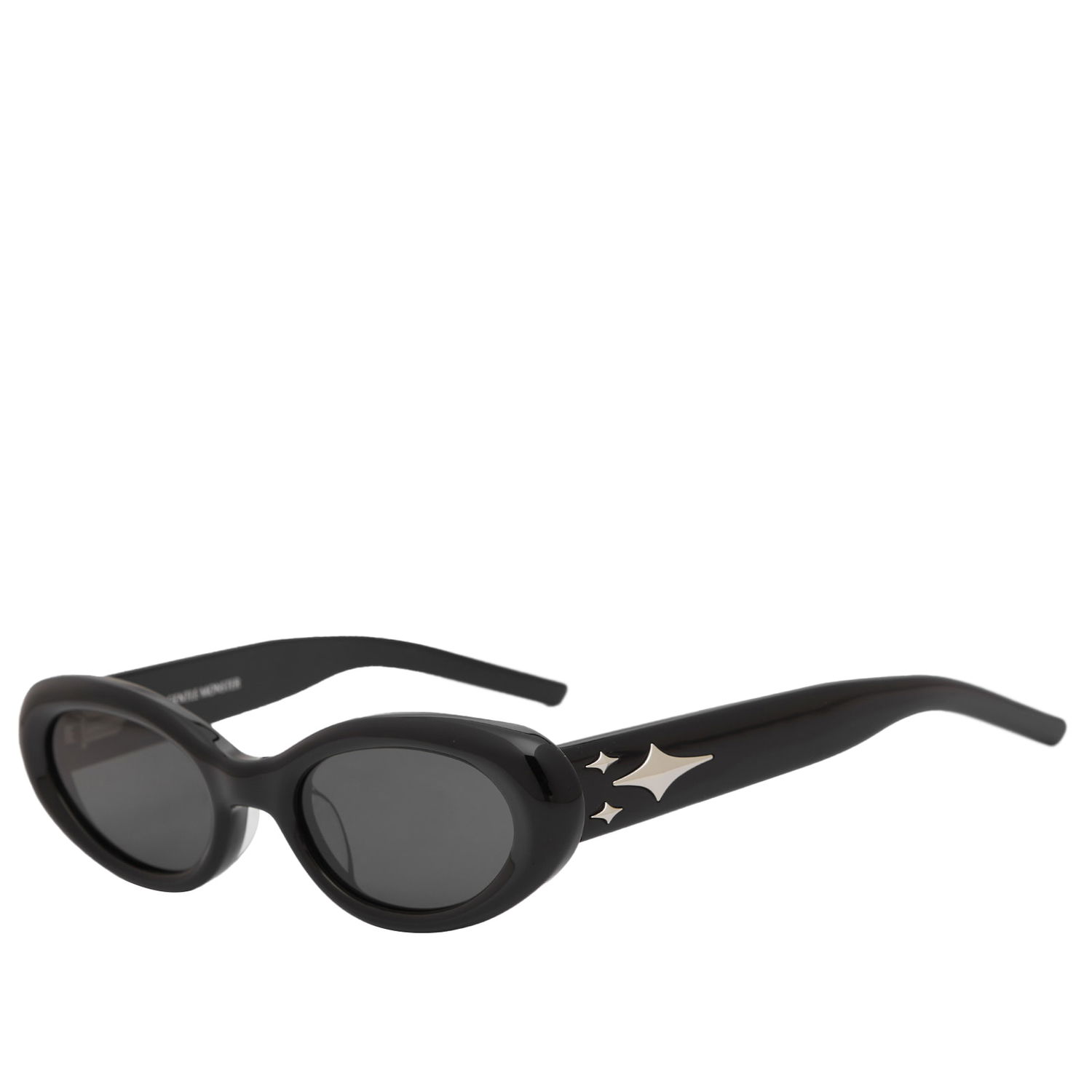 Solbriller Gentle Monster Black Oval Sunglasses with Star Detailing Sort | CUFF-01, 0