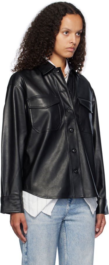 Skjorte rag & bone Rag & Bone Camilla Faux-Leather Shirt Sort | WCW24FA001GR01, 1