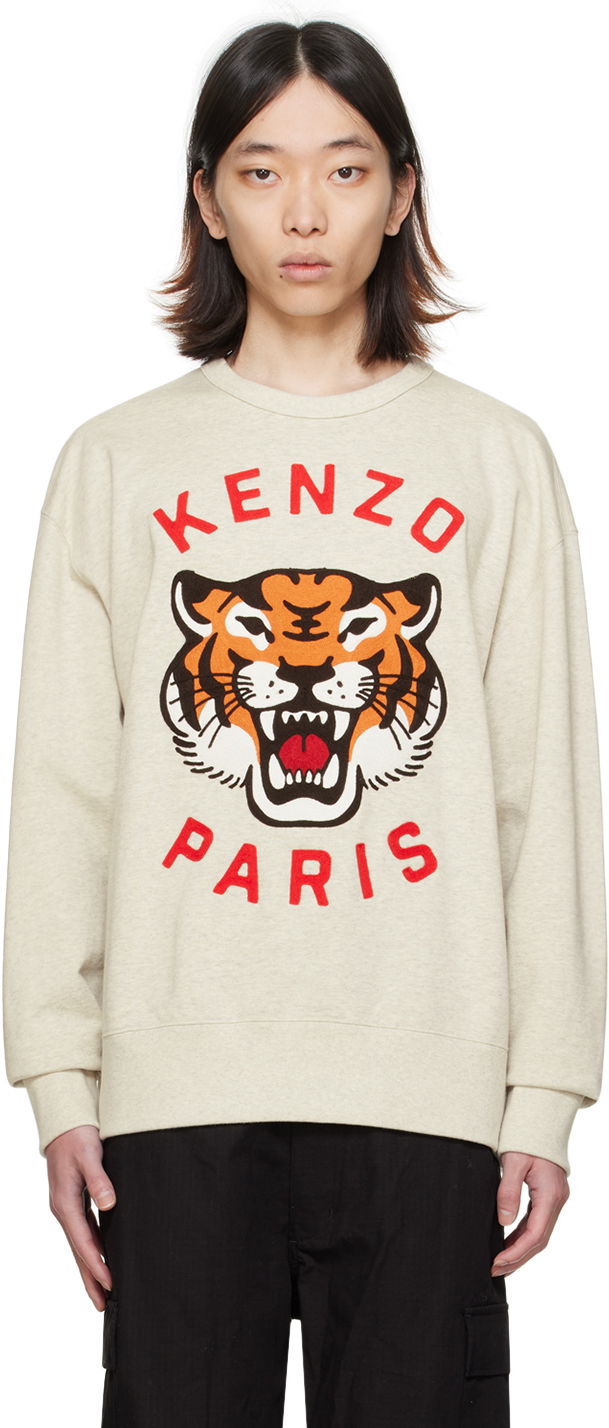 Sweatshirt KENZO Paris Lucky Tiger Sweatshirt Beige | FE58SW0104MF