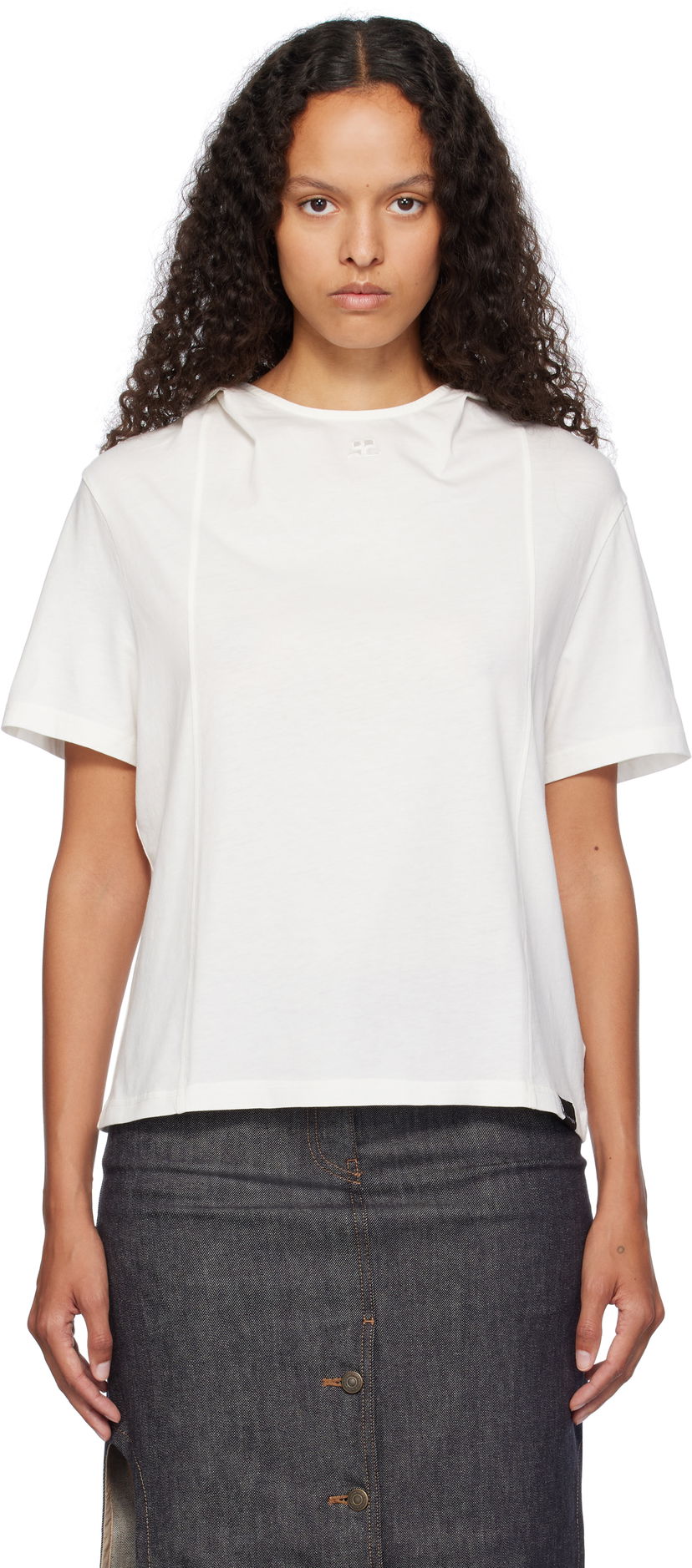 T-shirt Courrèges Short Sleeve Cropped T-Shirt Hvid | 424JTS159JS0175