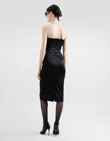 Kjole Dolce & Gabbana Dolce & Gabbana Satin Corset Sheath Calf-Length Dress Sort | F6JNYTFURADN0000, 2