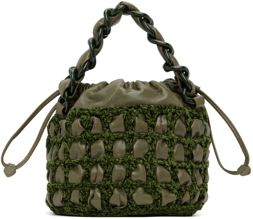 Håndtaske BY FAR BY FAR Cass Crocheted Drawstring Bag Grøn | 23CRCSACMLGCHLLSMA