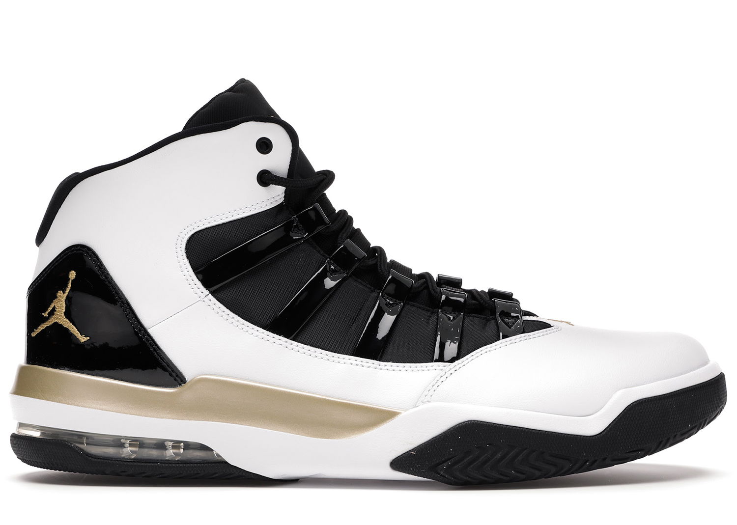 Sneakers og sko Jordan Max Aura White Metallic Gold Black Hvid | AQ9084-107, 0