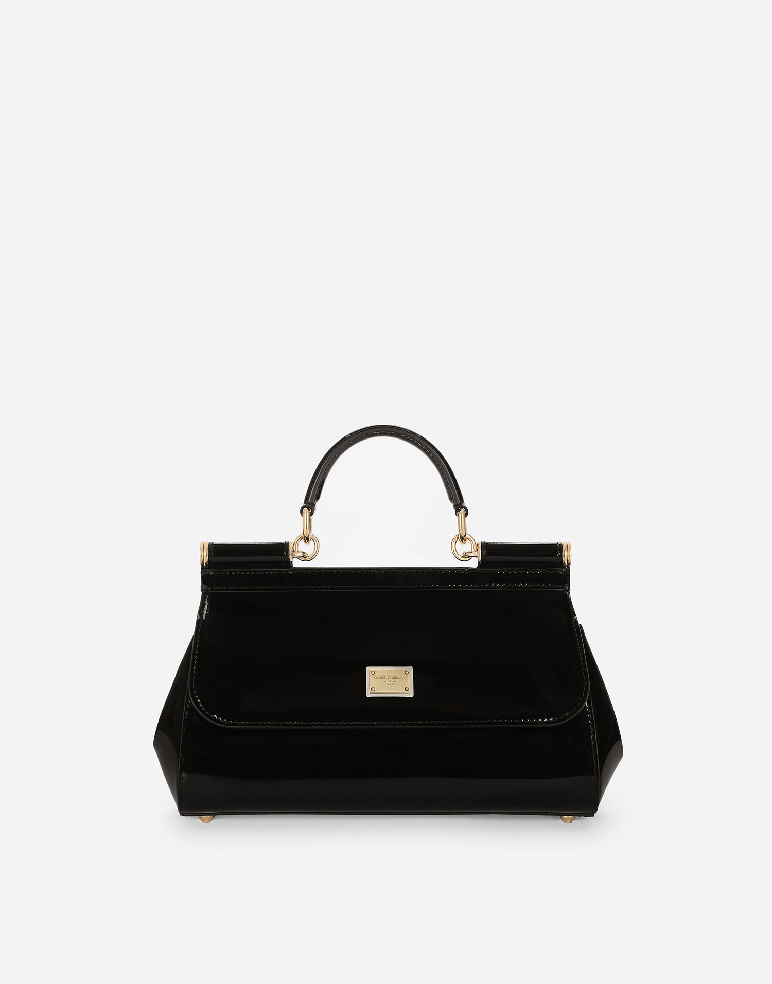 Håndtaske Dolce & Gabbana Dolce & Gabbana Patent Leather Sicily Handbag Sort | BB7652B147180999, 0