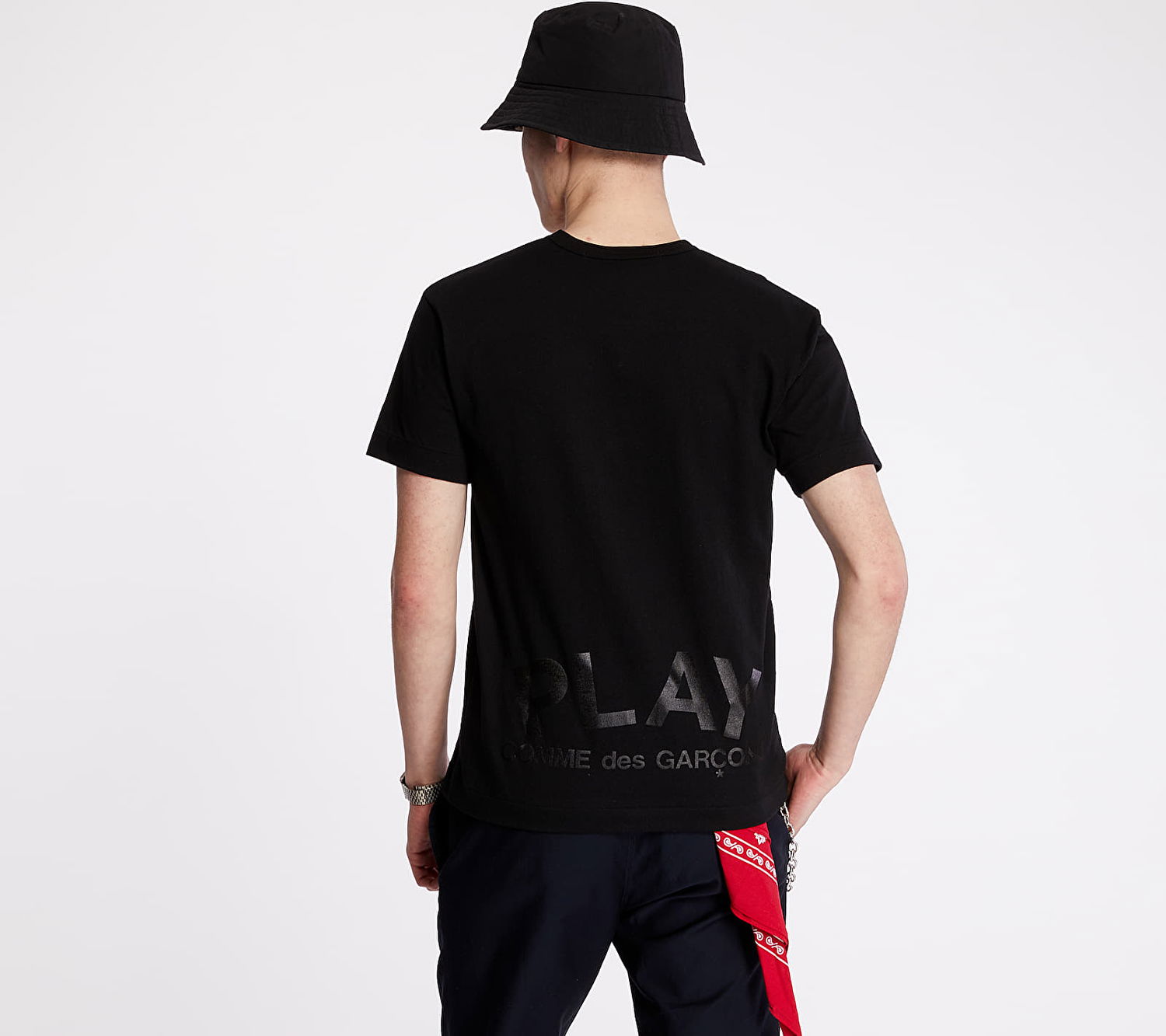 T-shirt Comme des Garçons Comme des Garçons PLAY Double Heart T-Shirt Sort | AX-T194 BLACK, 1